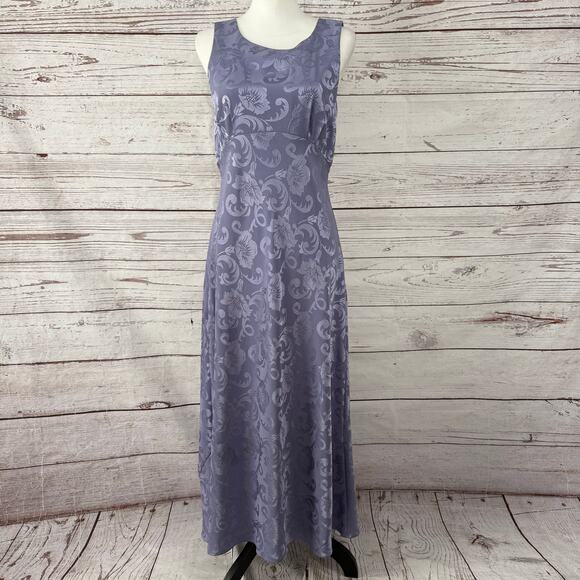 Vintage Maurices Women's Brocade Cut Out Back Midi Maxi Dress Size 9/10 - Picture 1 of 14